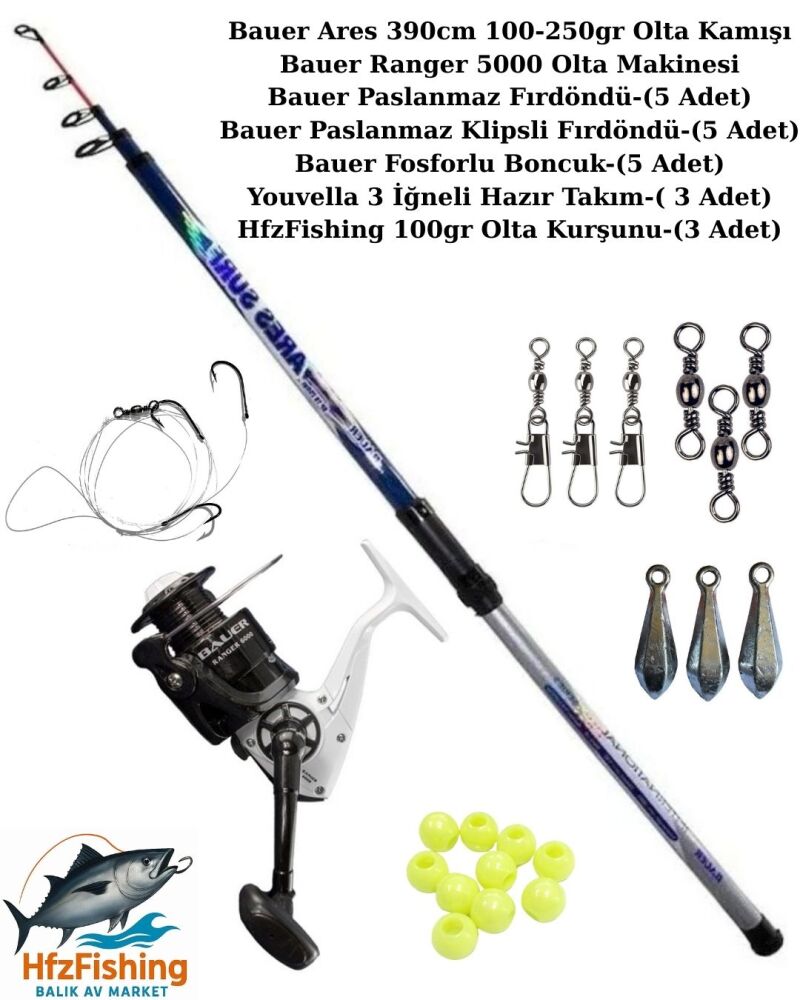 Bauer Ares 390cm-Ranger 5000 Kıyı Olta Seti - 1