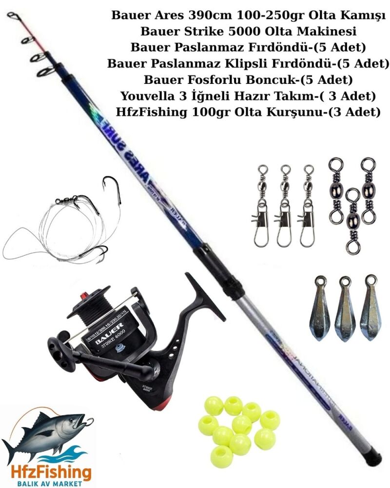 Bauer Ares 390cm-Strike 5000 Kıyı Olta Seti - 1