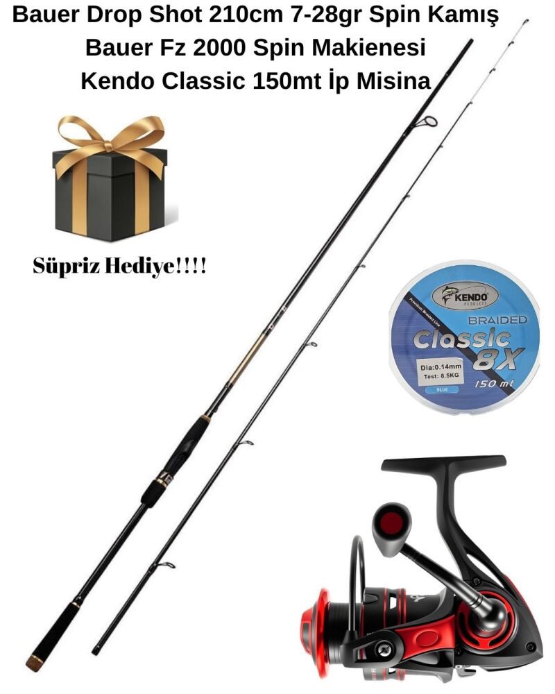 Bauer Drop Shot 210cm-Fz 2000 Spin Olta Seti - 1
